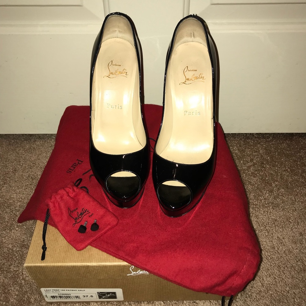 Black Patent Christian Louboutin Lady Peep